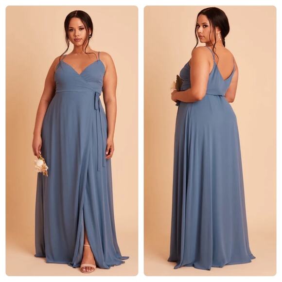 Birdy Grey Cindy Chiffon Wrap Maxi Bridesmaid Dress in Twilight Sz 2X NEW - Picture 1 of 9
